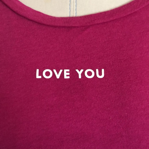 Victoria’s Secret Pink Purple White Love You Cropped Tee Shirt T-Shirt Top M - Picture 2 of 9